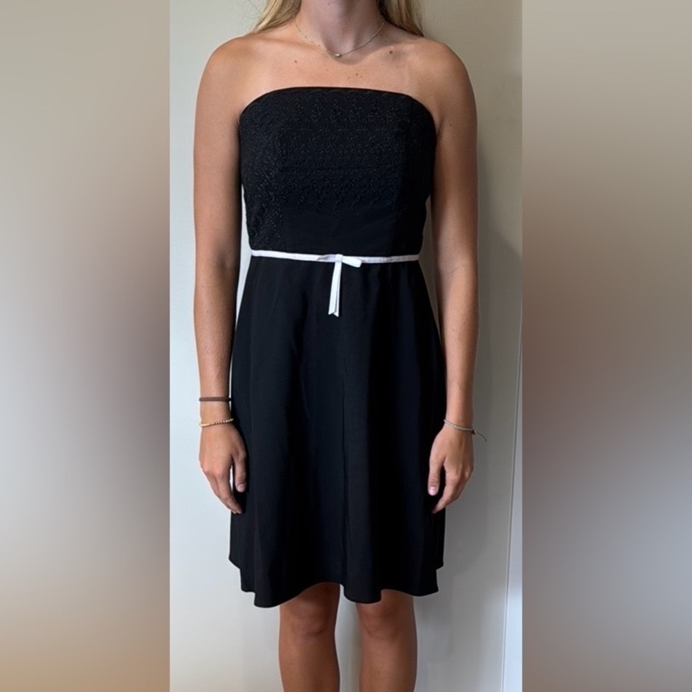 Black Strapless A-line Cocktail Dress